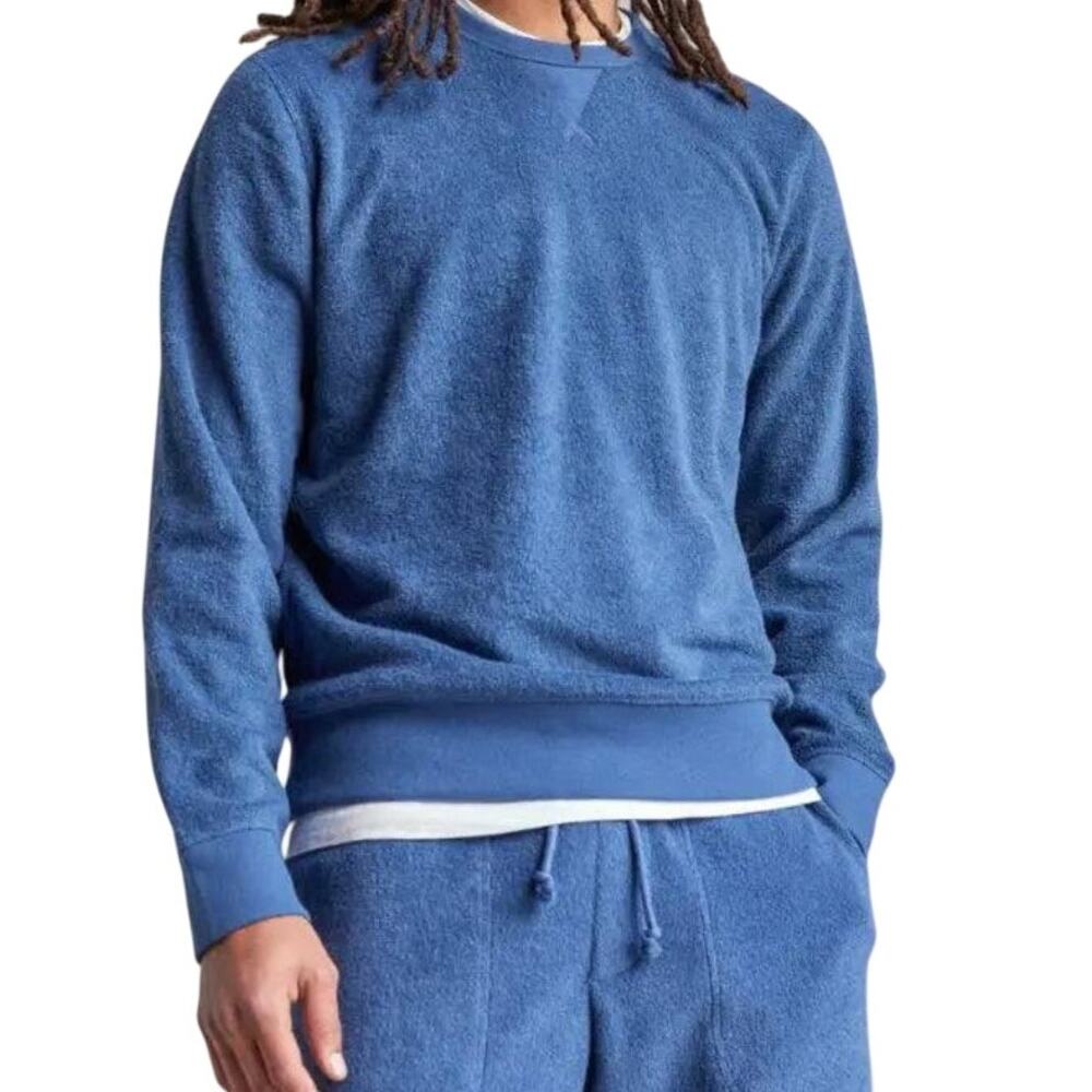 Outerknown Hightied Crewneck Long Sleeve Terry Fleece Sweater Dusty Blue
